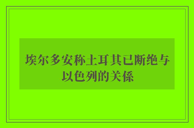 埃尔多安称土耳其已断绝与以色列的关係