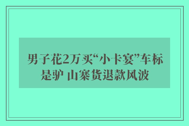 男子花2万买“小卡宴”车标是驴 山寨货退款风波