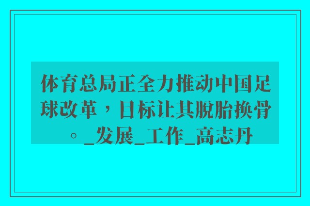 体育总局正全力推动中国足球改革，目标让其脱胎换骨。_发展_工作_高志丹