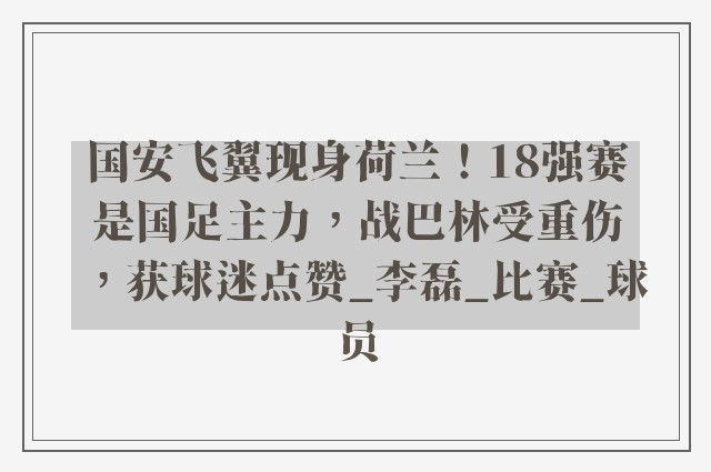 国安飞翼现身荷兰！18强赛是国足主力，战巴林受重伤，获球迷点赞_李磊_比赛_球员