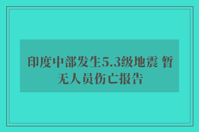 印度中部发生5.3级地震 暂无人员伤亡报告