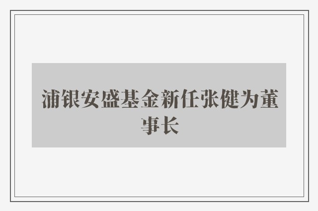 浦银安盛基金新任张健为董事长