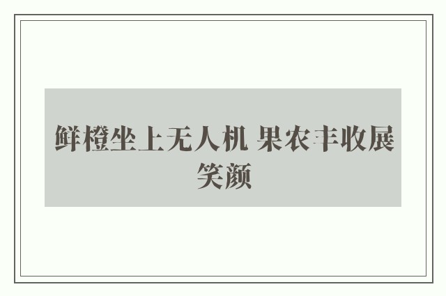 鲜橙坐上无人机 果农丰收展笑颜