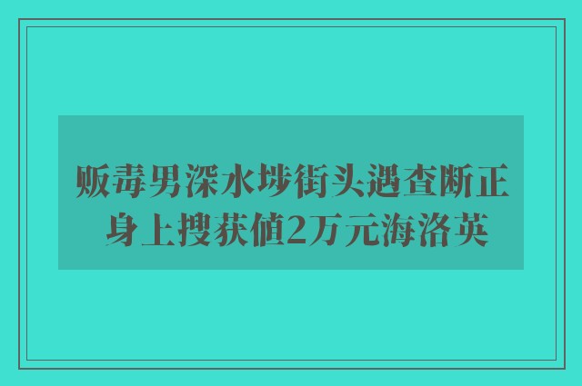 贩毒男深水埗街头遇查断正 身上搜获值2万元海洛英