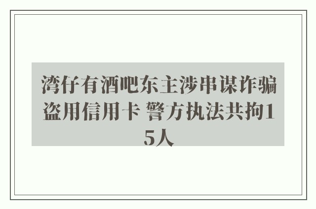 湾仔有酒吧东主涉串谋诈骗盗用信用卡 警方执法共拘15人