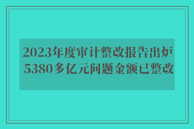 2023年度审计整改报告出炉 5380多亿元问题金额已整改