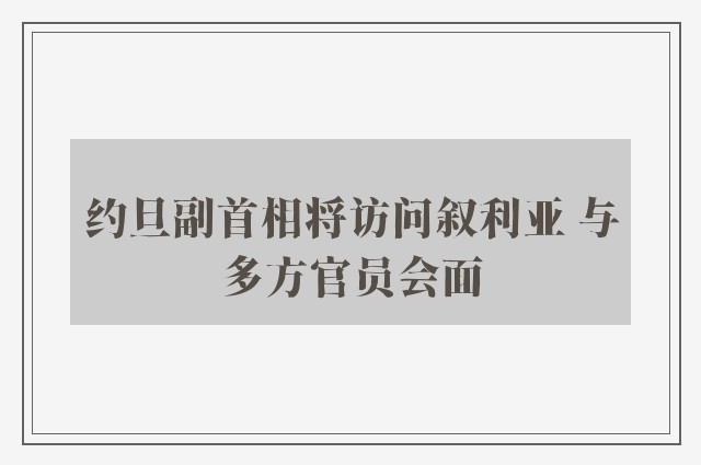 约旦副首相将访问叙利亚 与多方官员会面