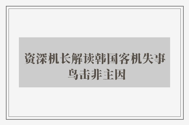 资深机长解读韩国客机失事 鸟击非主因