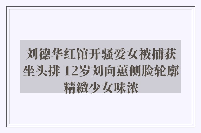 刘德华红馆开骚爱女被捕获坐头排 12岁刘向蕙侧脸轮廓精緻少女味浓